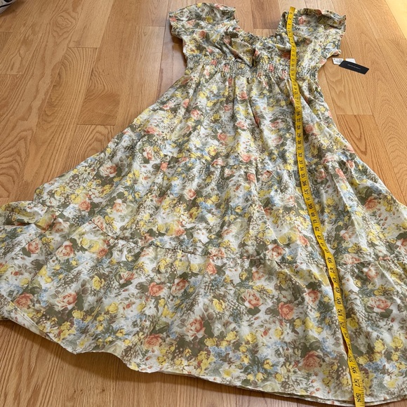 New! DANIELLE BERNSTEIN 3X Floral smocked Midi Dress in Multicolor Pastels. - Picture 11 of 12